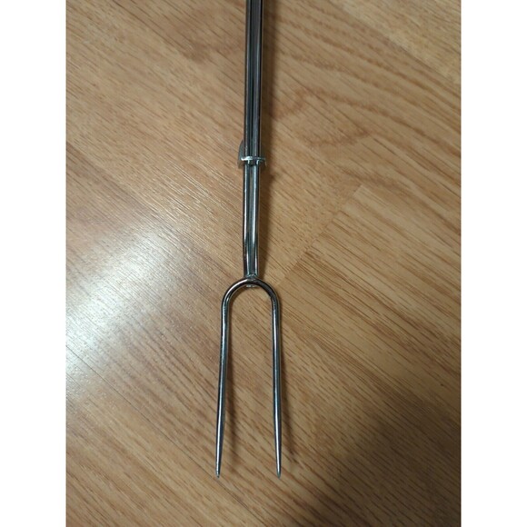 Androck Grilling Fork Chrome Plate Wood Carved Telescoping Handle Vintage - Picture 4 of 11